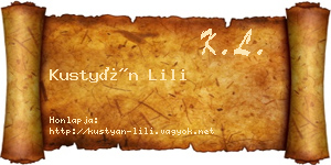 Kustyán Lili névjegykártya